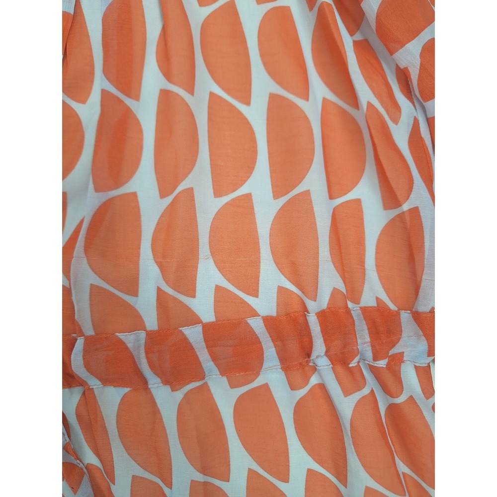 Diane von Furstenberg‎ Silk Mini Dress Orange Navy Geometric Print Size 2 DVF - Picture 6 of 7